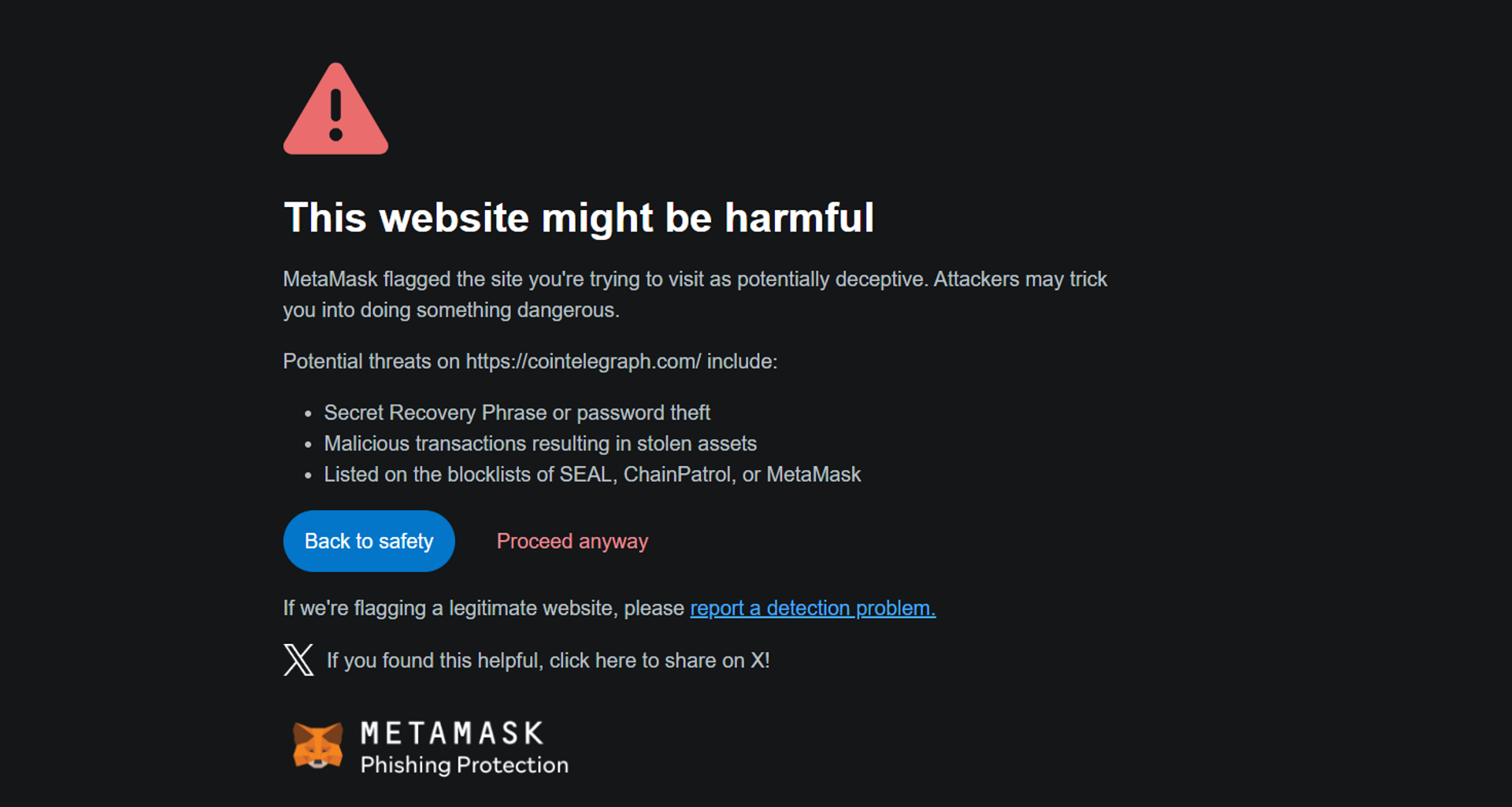 cointelegraph-hit-by-front-end-exploit,-fake-phishing-airdrop-pop-up-on-website