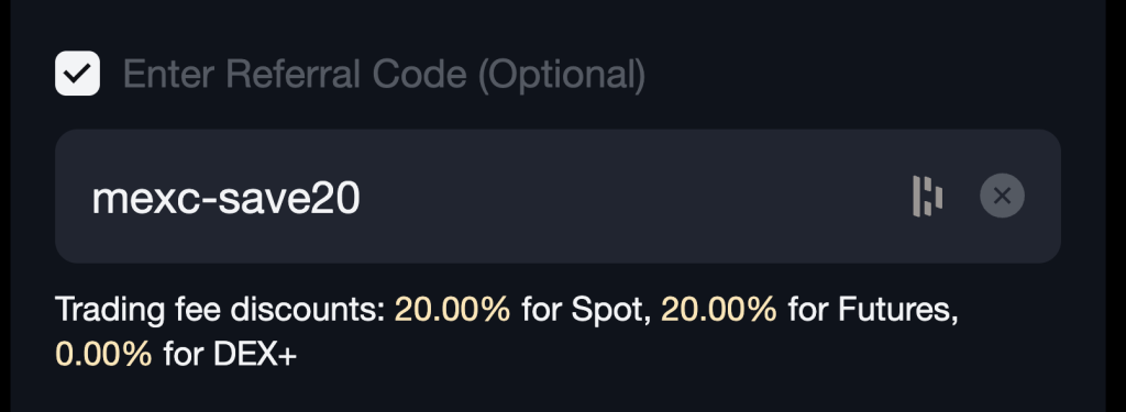 Mexc referral code save20